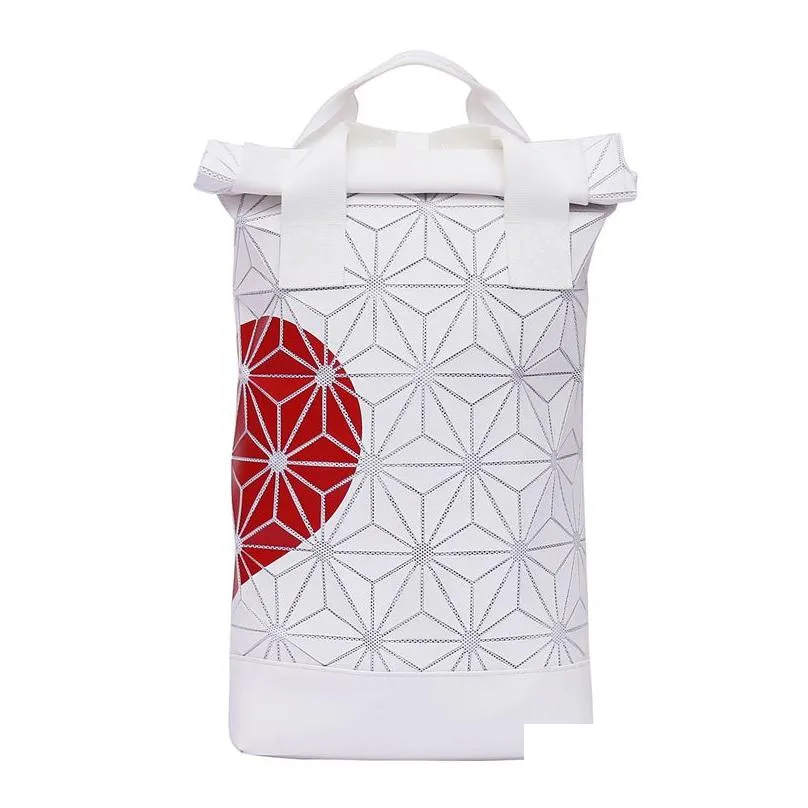 Fashion trend 3D Roll Top outdoor bag white Ash Pearl Backpack with red heart adjustable padded shoulder straps main zip