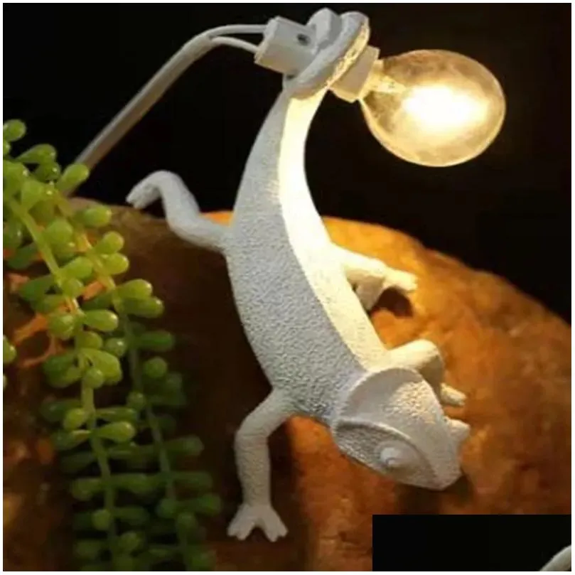 Table Lamps Resin Lizard Night Light Nordic Living Room Bedroom For Modern Animal Chameleon Lamp Ambient Hallway Wandlamp Drop Delive Dhkkj