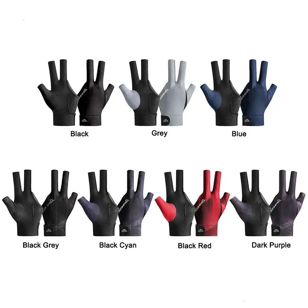 Billiard Accessories Open Finger Pool Gloves Adjustable Sticker Polyester Snooker Billiards Smooth Soft Portable Training Drop Deliver Dh4Wz