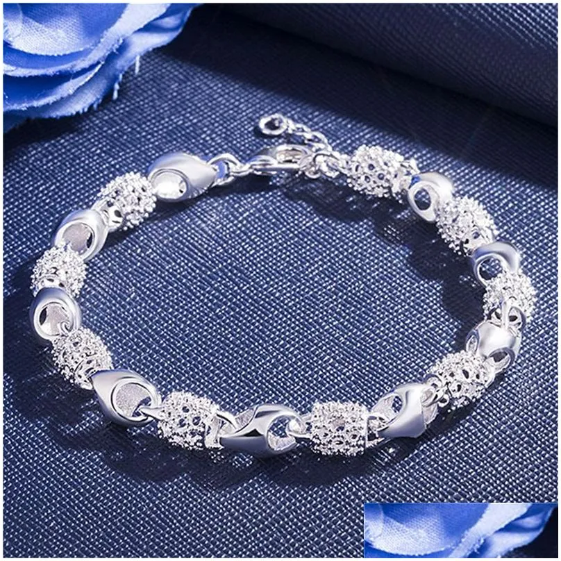 925 stamped hollow ball bracelets for women girls sterling silver charm fashion design chain bracelet bangle jewelry gift with lobster