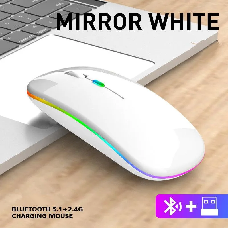 Rechargeable Wireless Bluetooth Mice With 2.4G receiver 7 color LED Backlight Silent Mice USB Optical Gaming Mouse for Computer Desktop Laptop PC