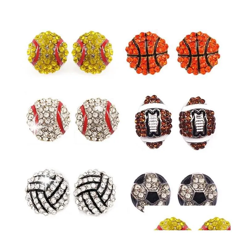 Collectable For Baseball Softball Headband Earring Stud Bling Necklace Sports Game Ball Post Rhinestone Basketball Volleyball Drop De Dhfdp