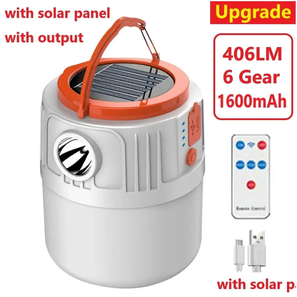 Tools V65 Solar Powered USB Rechargeable 300lm LED Camping Lanterns 6 Gears Waterproof Portable Outdoor Hiking Searchlight Lights