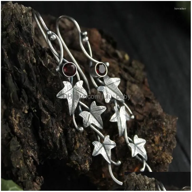 dangle earrings vintage ivy elven for women silver color leaf long earring fashion halloween cosplay accessories wholesale drop