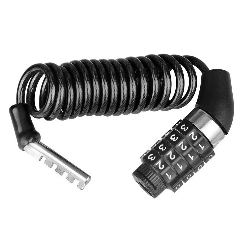 Bicycle Lock Steel Cable Chain Security Safety Bike Password 4 Digital Lock Anti-Theft Combination