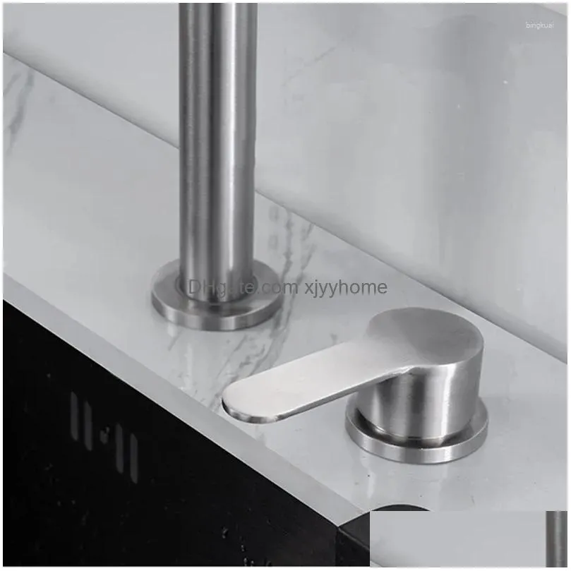 Kitchen Faucets 304 Stainless Steel Sink Faucet Den Lifting Folding And Cold Mixed Water Separate Tap Dual Drop Delivery Dh1Fb
