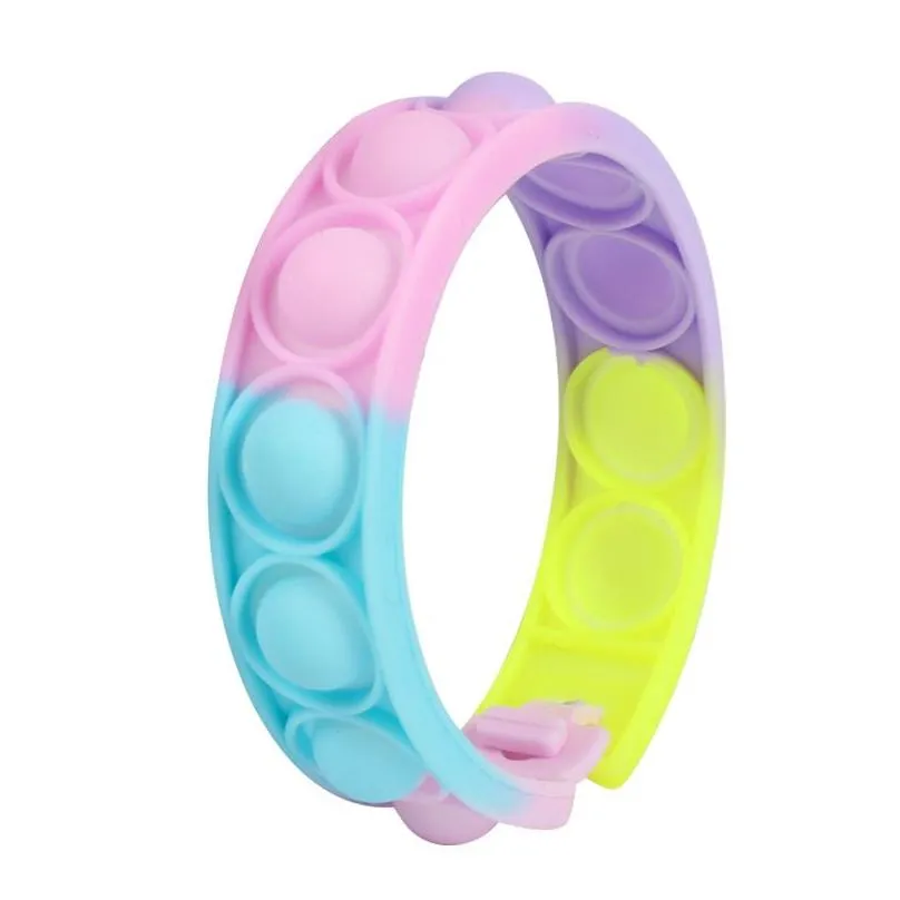 stock fidget bracelet reliver stress toys rainbow bubble push it antistress toy adult children sensory to relieve autism wristband