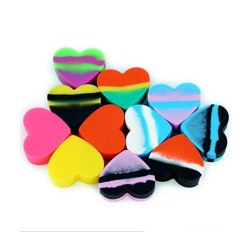 Heart Shape Silicone Jars Wax Dab Vaporizer Oil Container Non-stick 17ml Covers Case Storage Box For Smoking Bongs Hookahs Accessories