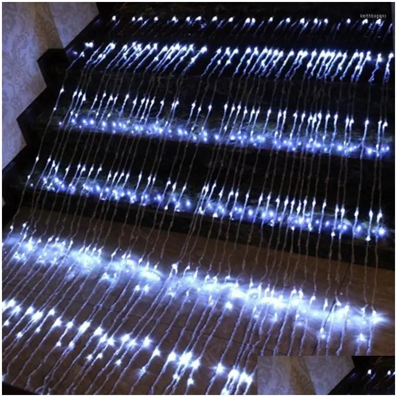 Led Strings Outdoor Waterfall Meteor Shower Rain String Lights Wedding Party Curtain Icicle Fairy Garland Christmas Decoration Drop De Dhn3I