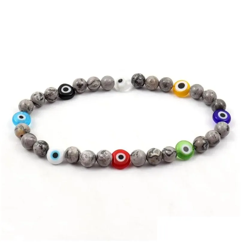 Charm Bracelets Colorful Devil`s Eye Bracelet Men 2023 Fashion Simple Width 6mm Matte Bead For Jewelry Gift Pulsera Hombre