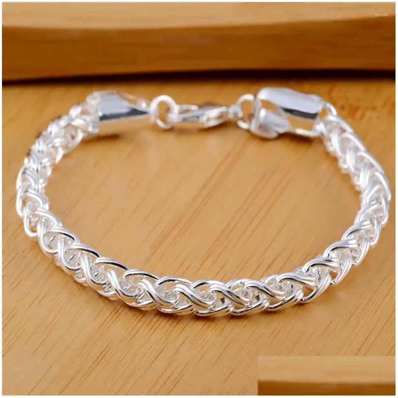 Charm Bracelets 6mm Round Twist Men On Hand Fine Silver Color Jewelry Fashion Luxury Quality Accessories 2024 Trend Wholesale