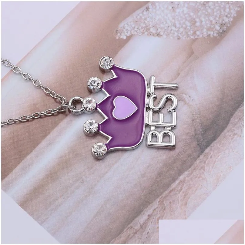fashion creative friend friends girlfriends crown necklace birthday gift pendant letter accessories friend necklace