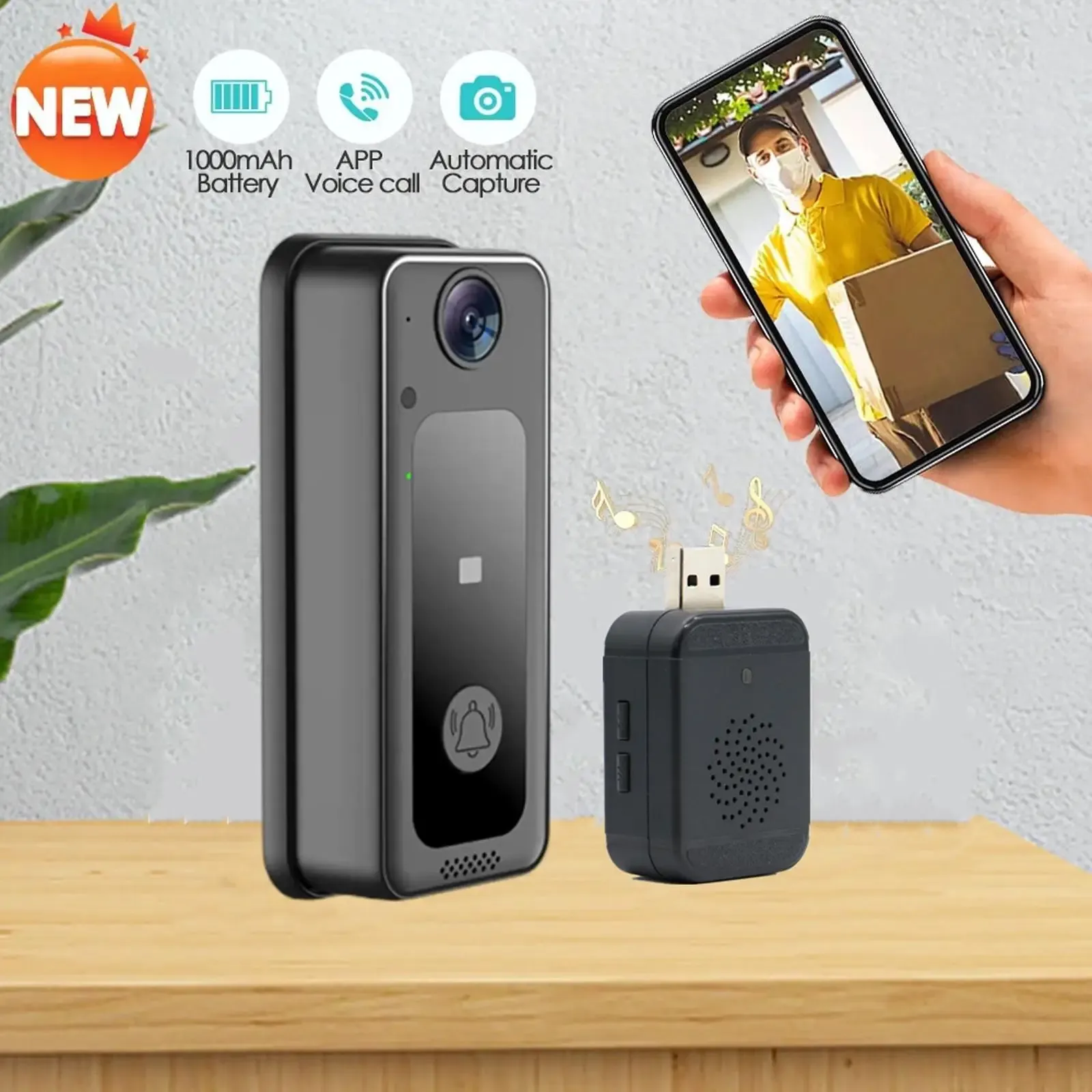 Outdoor IR Ring Doorbell with Camera Doorbell for Apartment