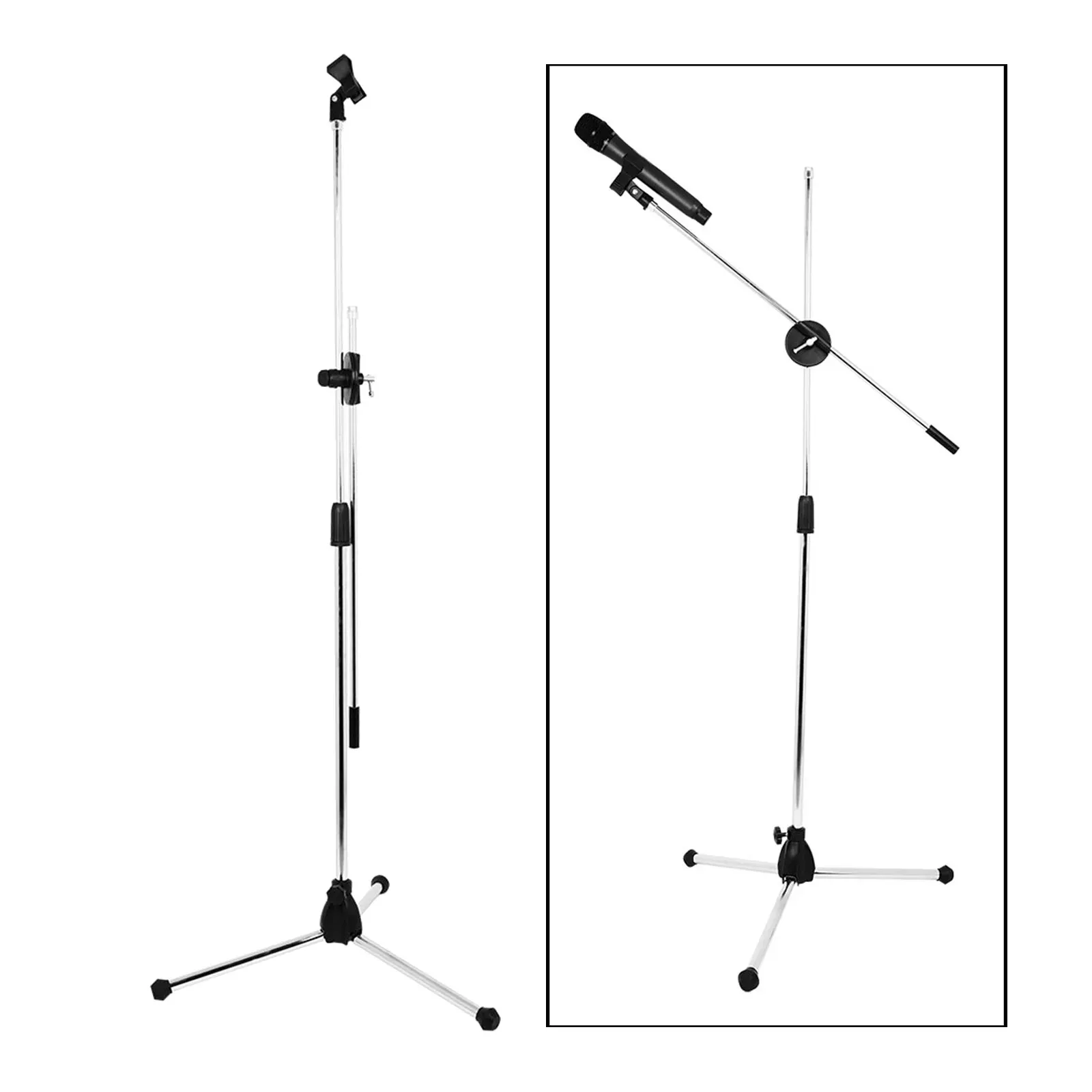 Professional Swing Boom Floor Stand Microphone Holder Ajustable Collapsible Mic Stand Stage Tripod Base With 2 Mic Clips