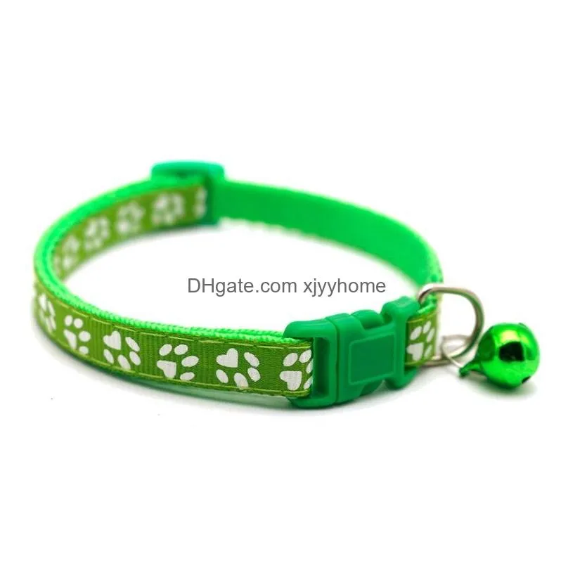 Dog Collars & Leashes 12 Styles Puppy Cat Collar Breakaway Adjustable Cats With Bell Bling Paw Charms Pet Decoration Supplies Drop Del Dhpc8