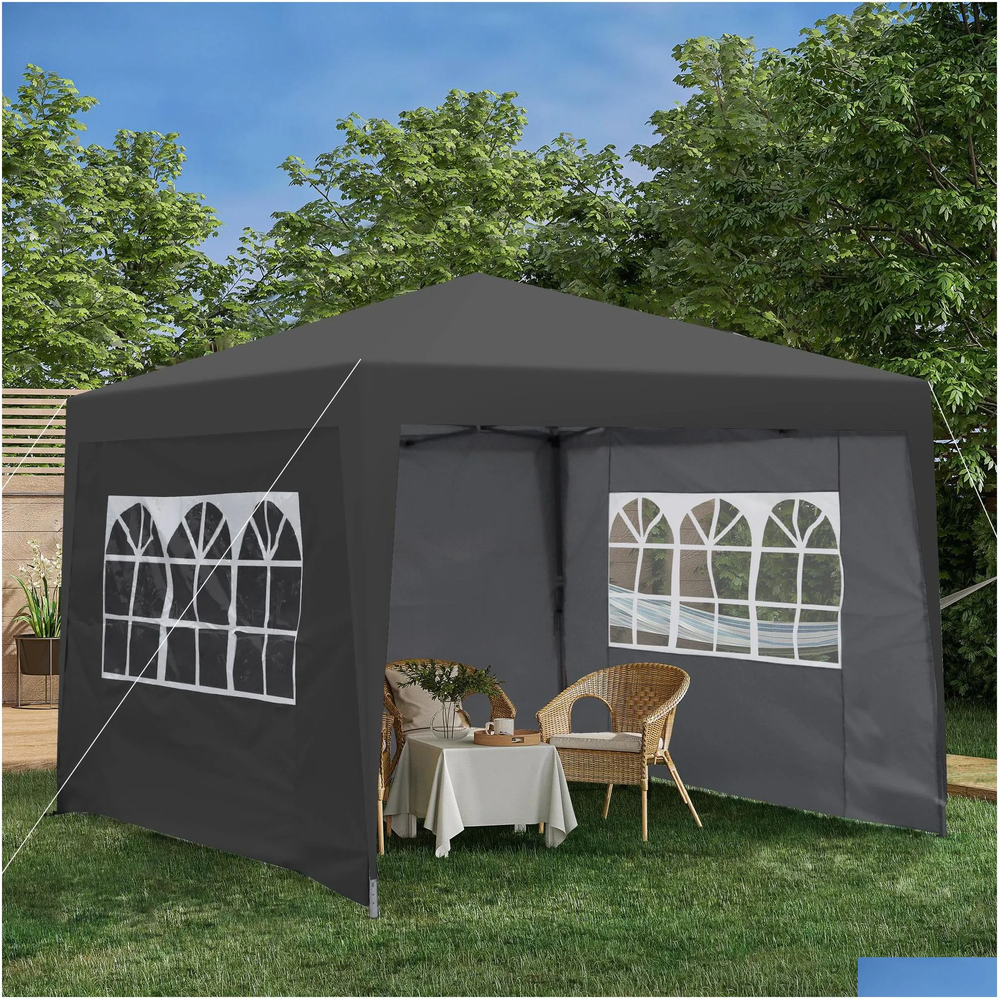 Arches, Arbours, Pergolas & Bridge Outdoor 10 X Ft  Up Gazebo Canopy With Removable Sidewall 2 Pcs Zipper Windows 4 Sand Bag And Dr Otqp9