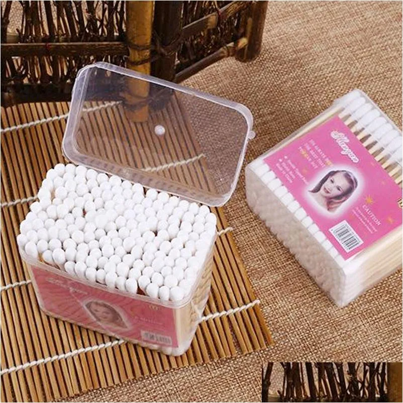 Bathroom Accessory Sets 200Pcs/Box Double Head Cotton B Bath Supplies Bamboo Sticks Disposable For Beauty Makeup Nose Ears Drop Delive Dh5Vm