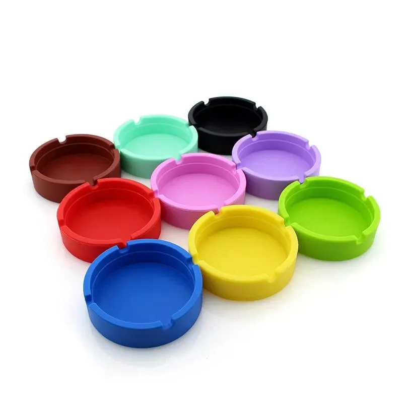 silicone ashtray creative round ashtray antishock smoke ash tray fashion environmental smoking accessories 7 colors