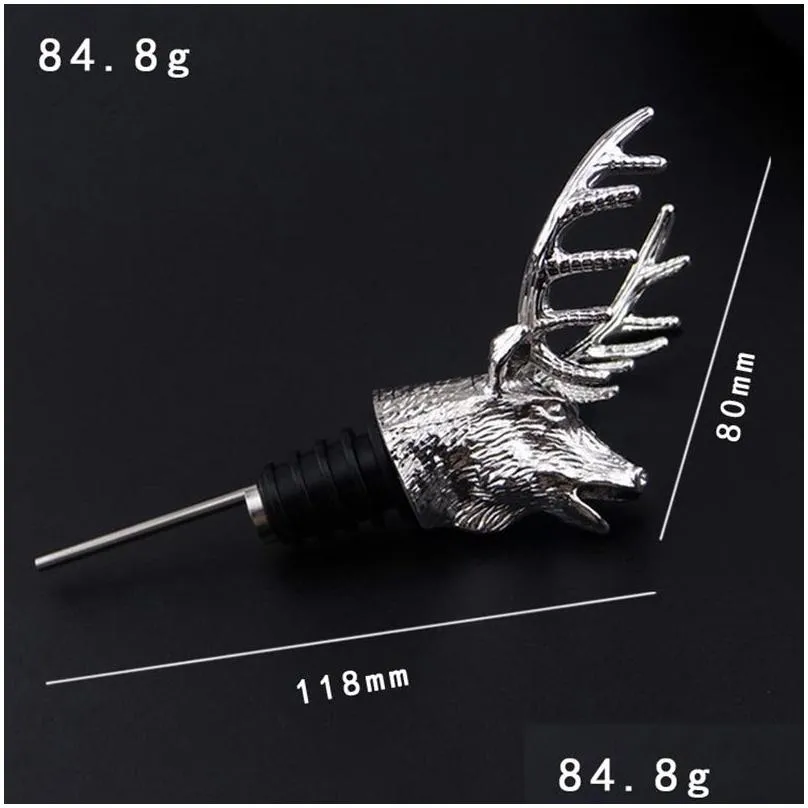 zinc alloy wine pourer bar tools creative deer head cork wines stopper table decoration supplies 5 style