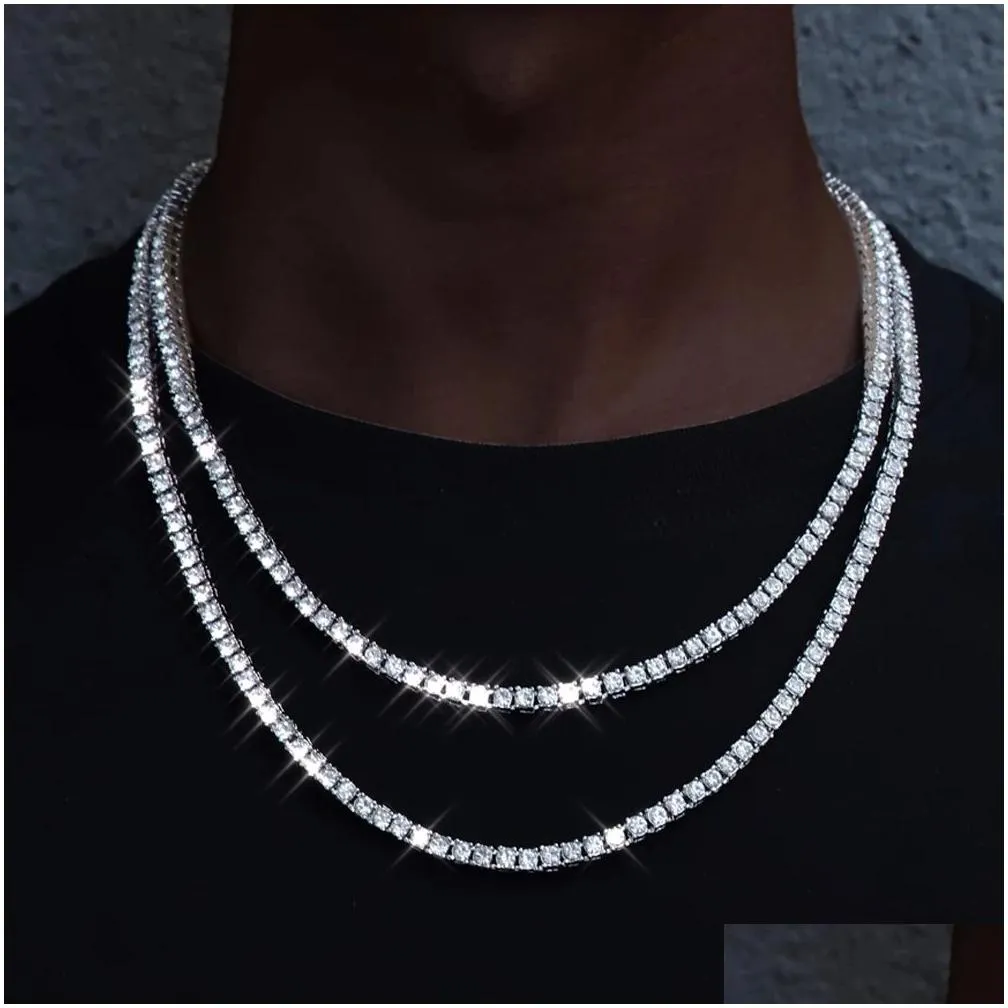 Tennis, Graduated New Classical 4Mm Tennis Chain Necklace Iced Out Bracelet Men Fashion Hip-Hop Jewelry Women 8/16/18/20/24/30Inch Cho Ot8Cr