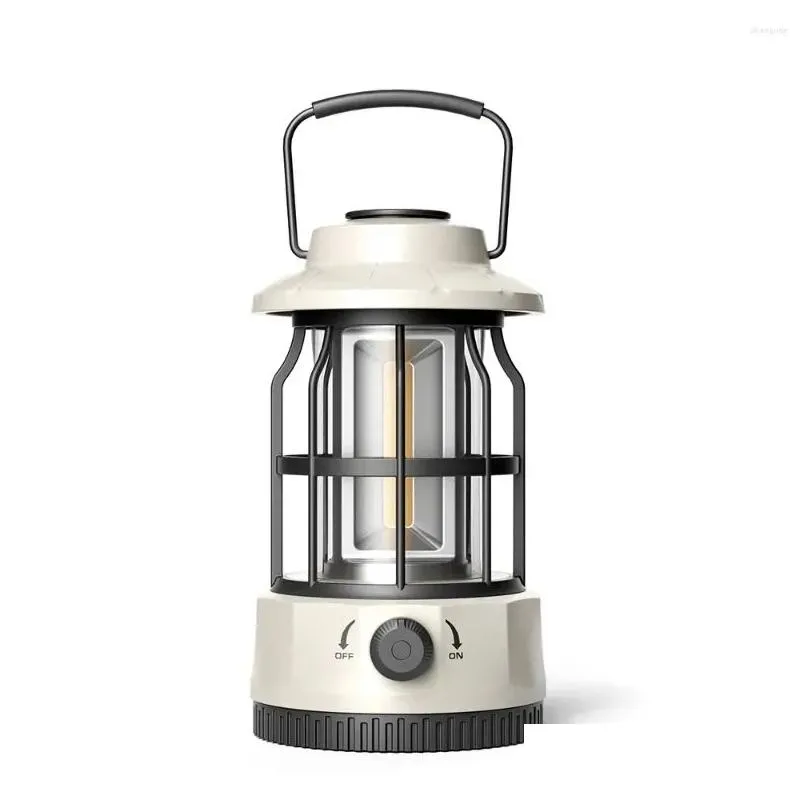 Portable Lanterns Classical Cam Light Usb C Rechargeable Cob Double Row Led 250Lm Stepless Dimming Ipx4 Outdoor Lighting With Hook Dro