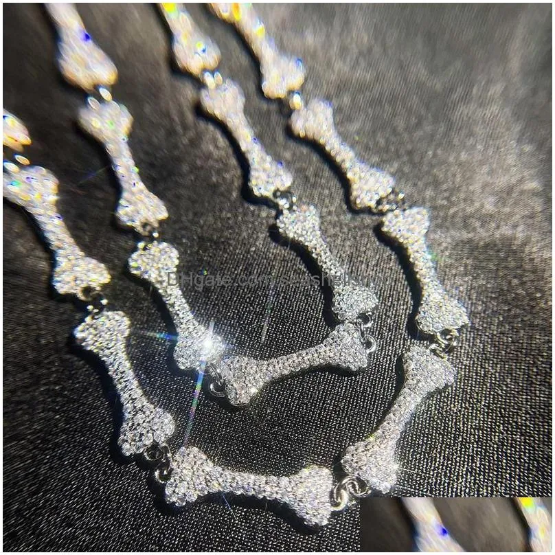 Pendant Necklaces Unique Splicing Necklace Inlay Shine Small Zircon Exquisite Bone Geometry Jewelry For Women Wedding Engagement Drop Dh2Qk