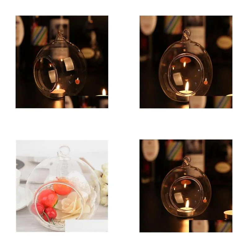 Candle Holders 10Pc 60Mm Hanging Tealight Holder Glass Globes Terrarium Wedding Candlestick Vase Home El Bar Decoration Drop Delivery Dh6Zf
