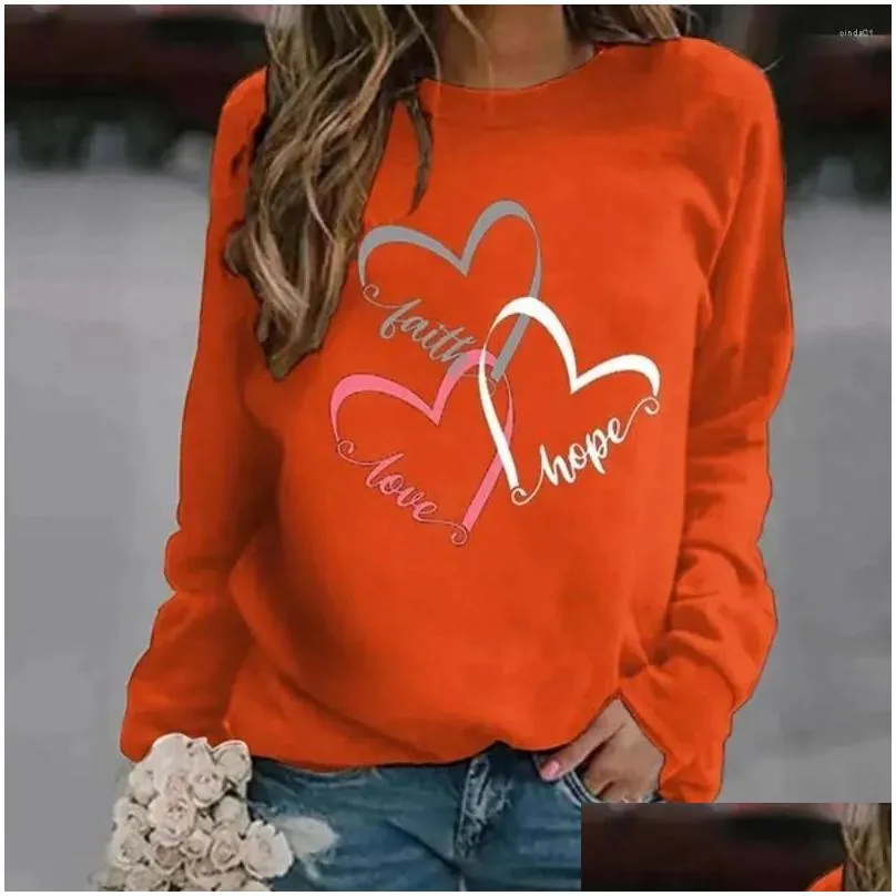 Women`S Hoodies & Sweatshirts Womens Hoddies Autumn Plover Long Sleeve Valentines Day T-Shirts 3D Printed Graphic Love O Neck Oversiz Dh5Mt
