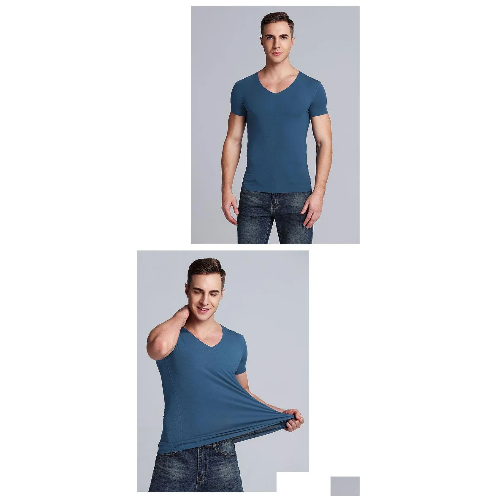 Men`S T-Shirts Mens 2021 Men Summer Time Traceless Modal Material Loose Elastic Force Nice And Cool Short Sleeve Tshirt Drop Delivery Dhhd9