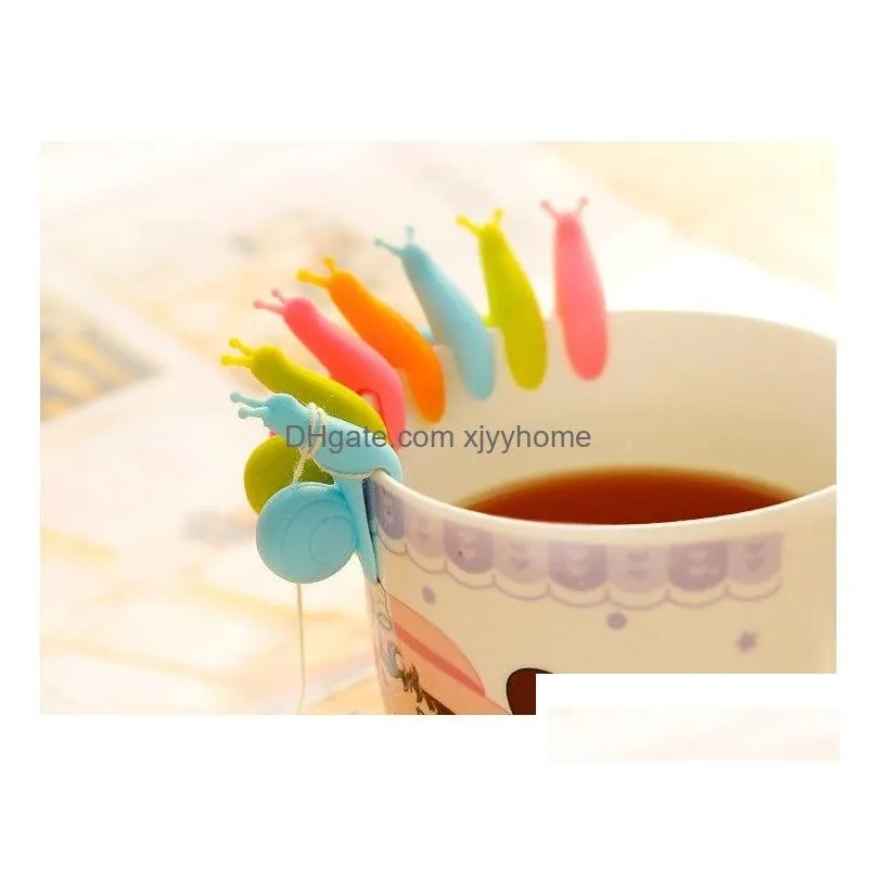 Coffee & Tea Tools Cute Snail Squirrel Shape Sile Bag Holder Cup Mug Clip Tool Candy Colors Gift Set Good Teas Infuser Drop Delivery H Dhnwx