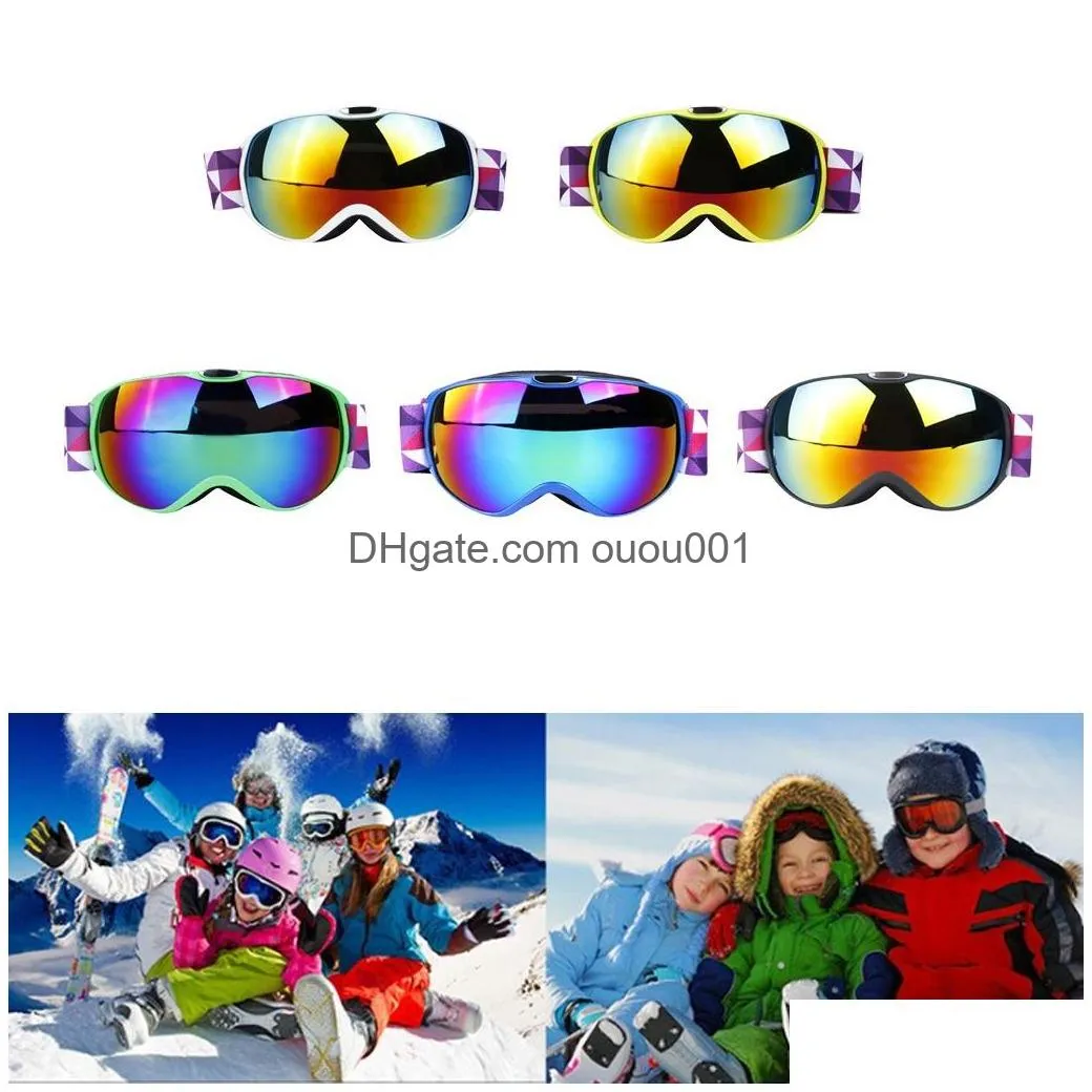 Ski Goggles Winter Snow Sports Snowboard Glasses With Anti-Fog Uv Protection Double Lens For Kids Uni Snowmobile Skiing Skating Drop D Dh8R9