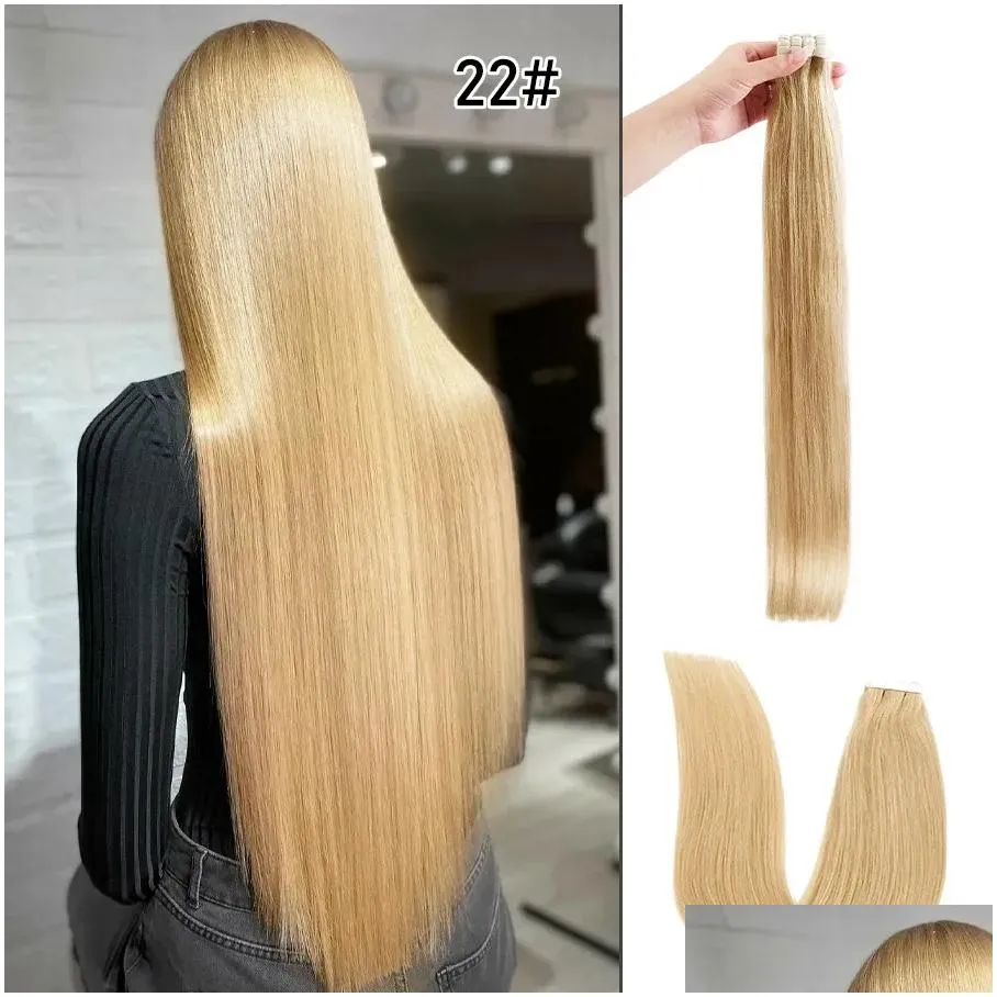 Extensions AW Straight Mini Tape In Human Hair Extensions Seamless Skin Weft Invisible Tape Ins Human Hair Extensions For Women