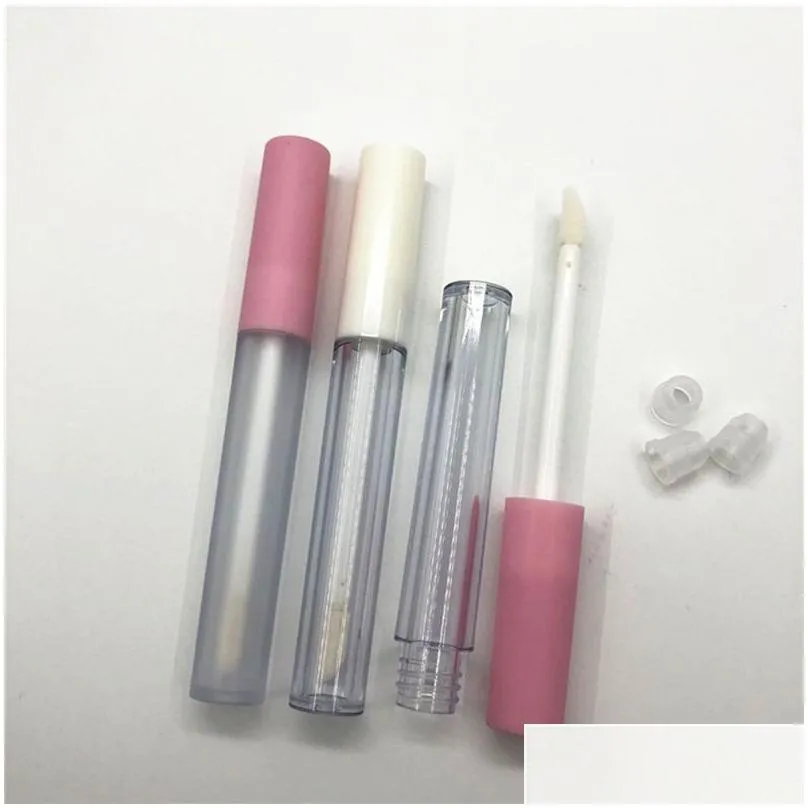 wholesale 2.5ml frosted clear empty lip gloss bottles containers tube travel portable brush tip applicator wand cosmetics sub bottling