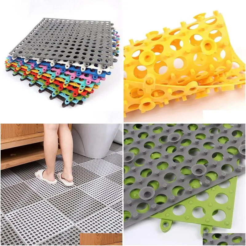 Bath Mats 30X30Cm Household Balcony Bathroom Non Slip Mat Splicing Floor With Sucker Drop Delivery Home Garden Accessories Dhl6Y