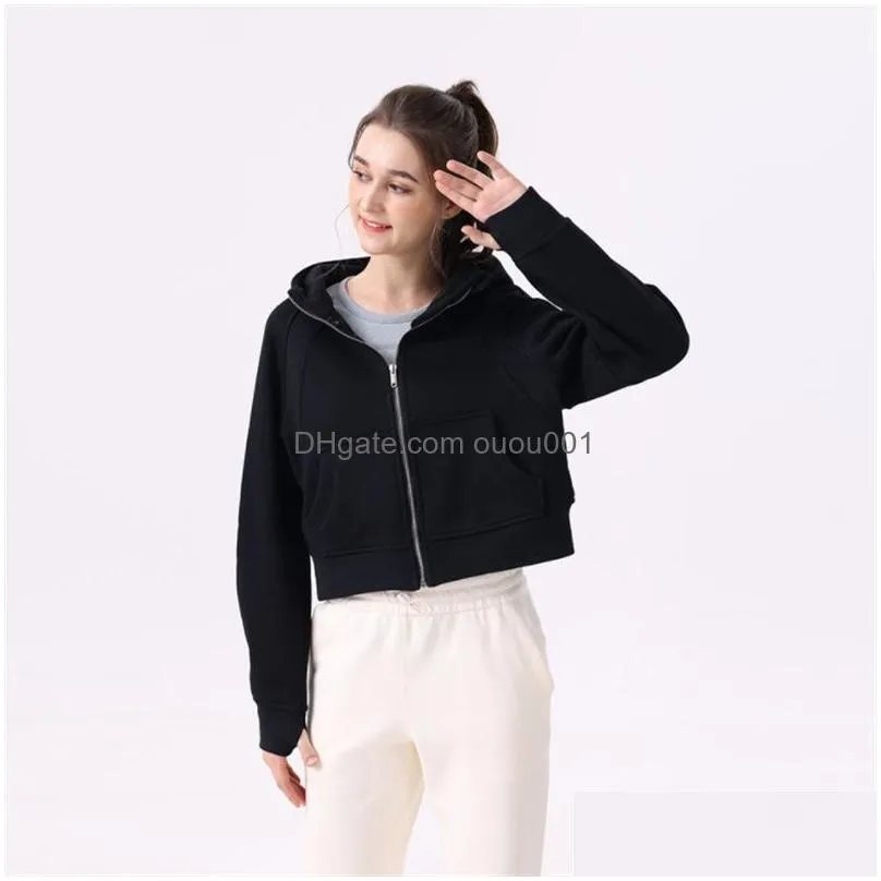 Yoga Outfit New Lu-07 P Scuba Womens Zipper Hoodie Loose Short Warm Sports Fl Sweater Drop Delivery Outdoors Fitness Supplies Dhypc