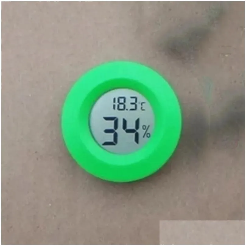 Temperature Instruments Wholesale Hygrometer Mini Thermometer Fridge Portable Digital Acrylic Round Hygrometers Humidity Monitor Drop Dhoqt