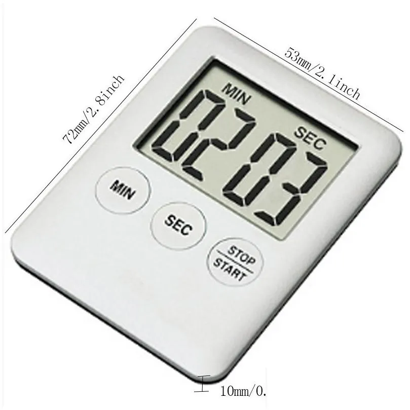 Kitchen Timers Super Thin Lcd Digital Sn Countdown Timer Magnet Clock Sleep Stopwatch Temporizador Drop Delivery Home Garden Kitchen, Dhvtl