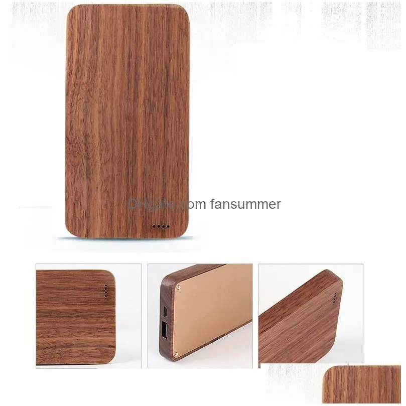 Cell Phone Power Banks Wooden Bank Mobile Large Capacity For Tablet Pc External Battery 8000Mah Drop Delivery Phones Accessories Dhnfr