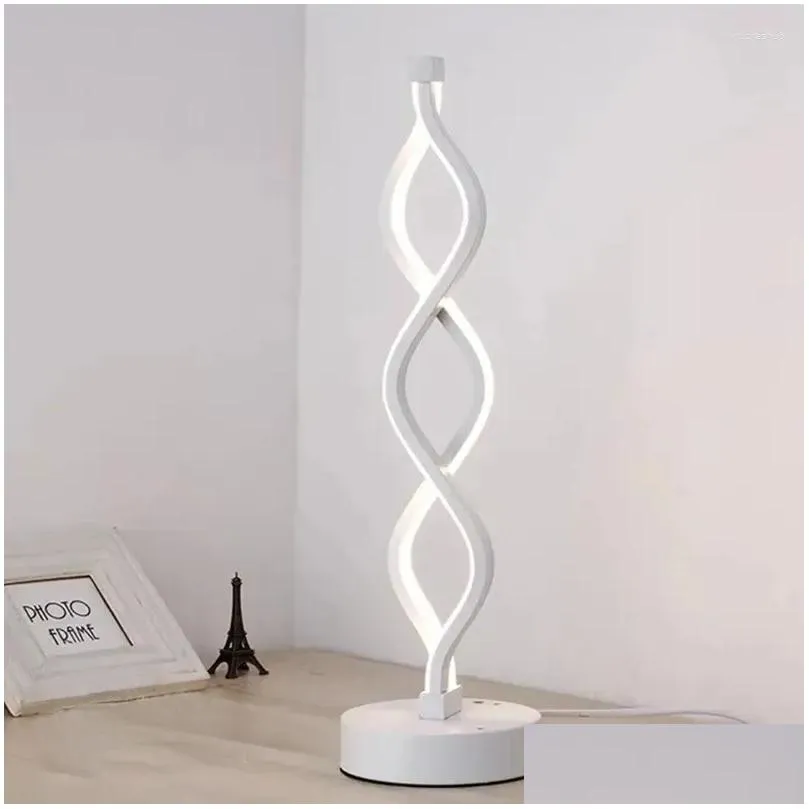 Table Lamps Led Spiral Lamp 8 Shaped Desk Bedside Circle Night Light For Home Living Room Bedroom Drop Delivery Dhpkb