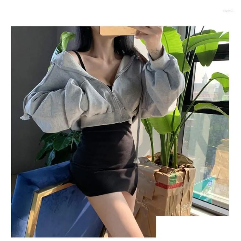 Women`S Jackets Womens Fashion Jacket Spring Summer Solid Color Hooded Zipper Up Women Slim Cropped Drop Delivery Apparel Clothing Out Dhtcy