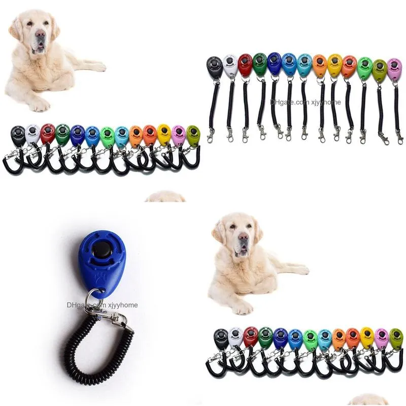 Dog Training & Obedience Pet Click Clicker Agility Trainer Aid Dogs Supplies With Telescopic Rope And Hook Drop Delivery Home Garden Dhf34