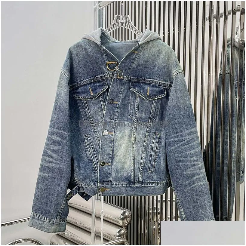 Women`S Jackets Oc468M56 Spring Loose Denim Jacket Womens Cotton Casual Lapel With Holes Stonewashed For Fashion Coat Drop Delivery Ap Dhsad