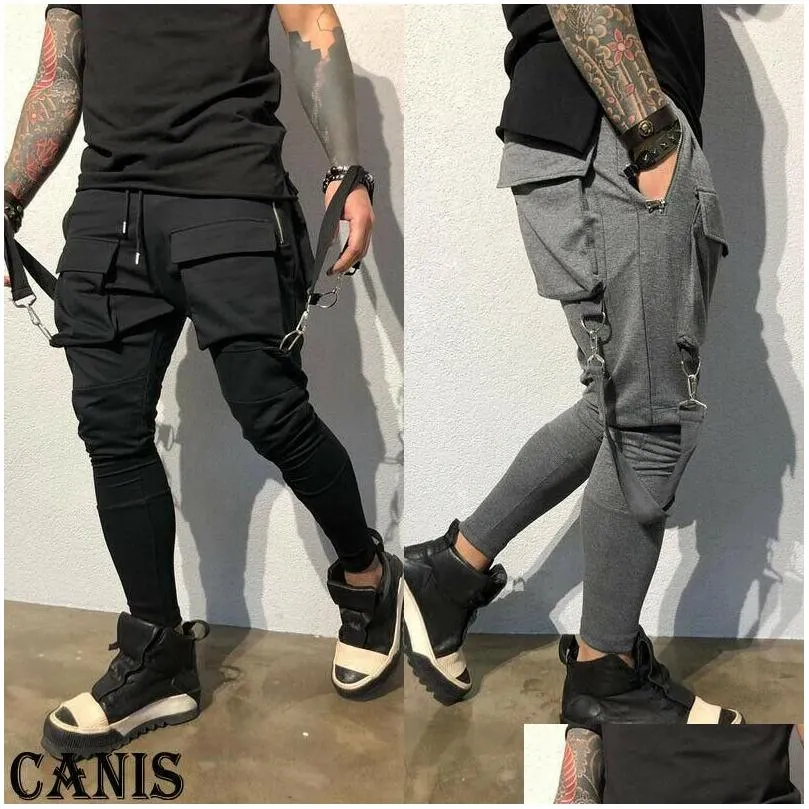 Men`S Pants Mens Fashion Gym Cargo Combat Trousers Solid Color Tracksuit Bot Skinny Joggers Sweat Drop Delivery Apparel Clothing Dhjxu