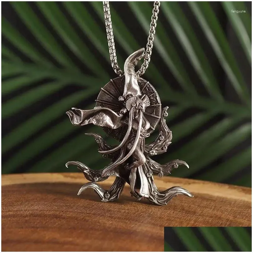 Pendant Necklaces Vintage Gothic Octopus Witch Figure Necklace For Men Women Hip Hop Punk Jewelry