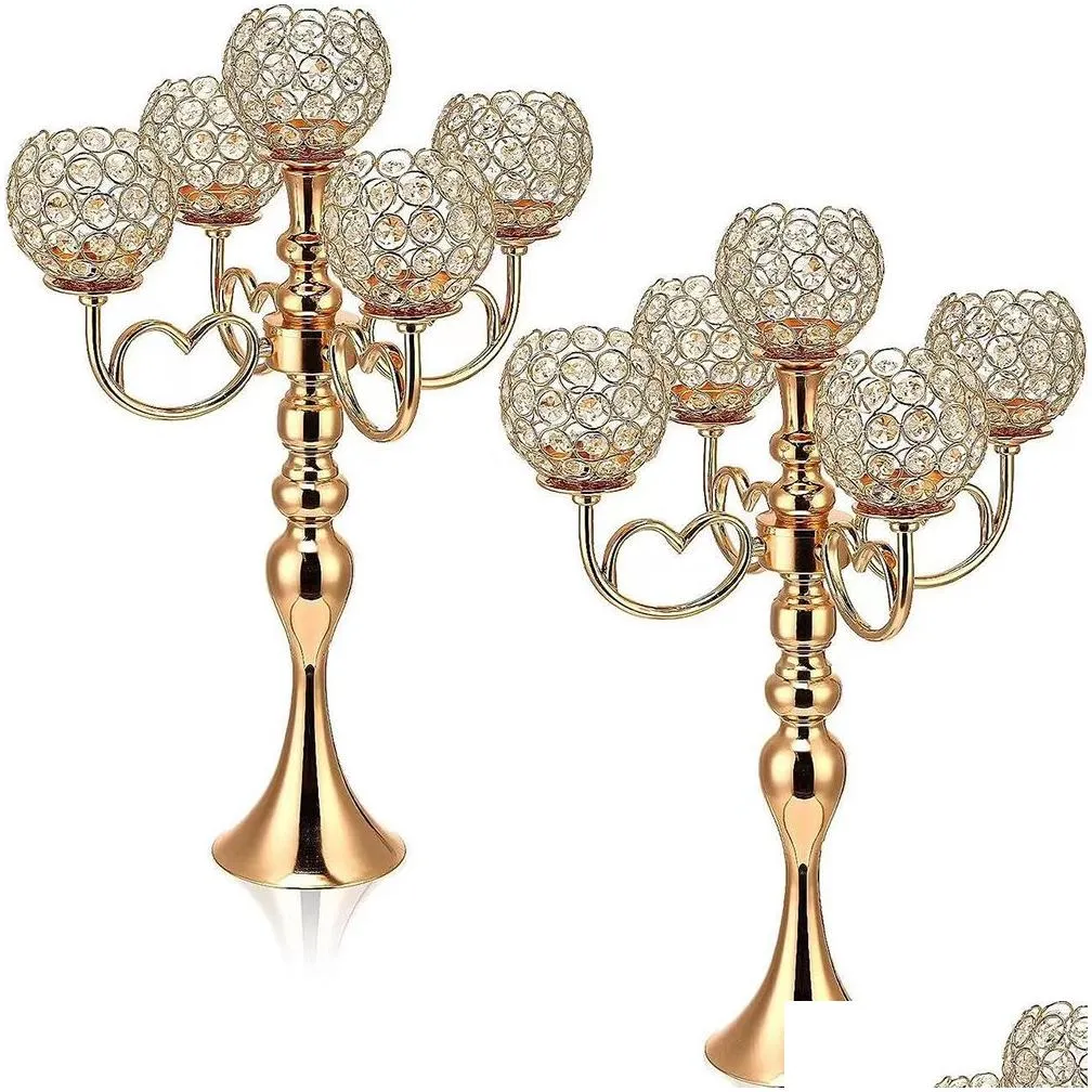 wedding rose gold candle holders elegant 54cm height tall 5 arms for wedding party decoration