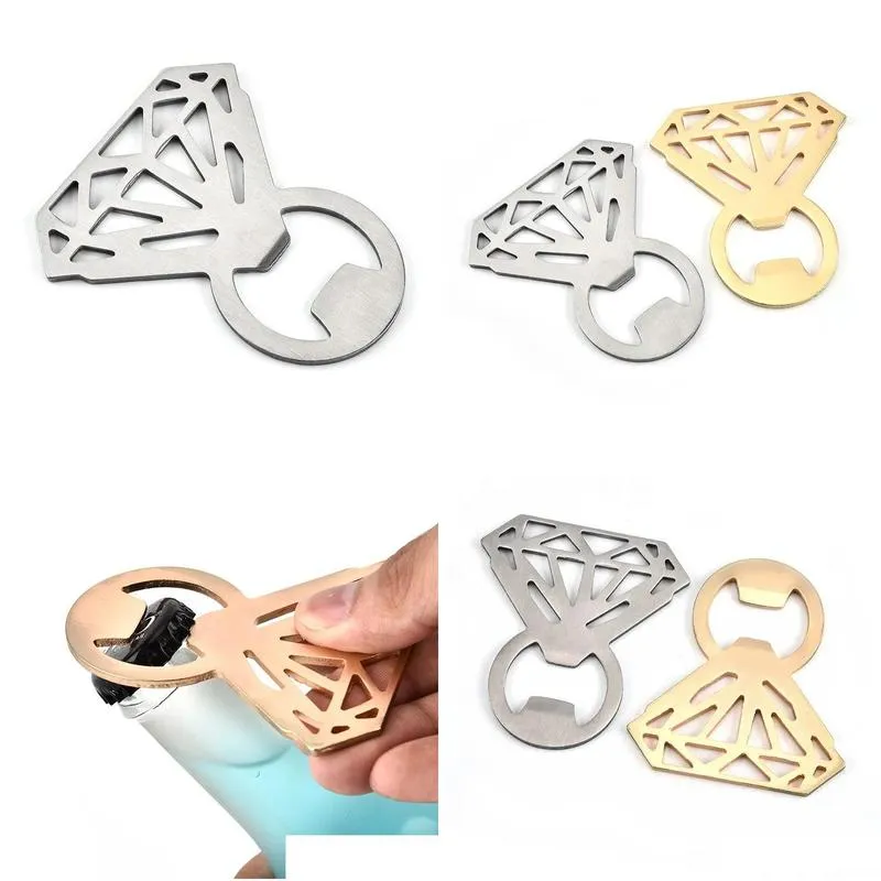 Openers Bottle Opener Diamond Ring Shape Alloy Tool Wedding Party Birthday Baby Shower Favor Gift Souvenirs Drop Delivery Home Garden Dhkmt