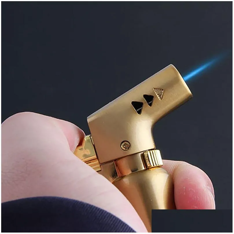 Kitchen Lighters All Metal Lighter Single Torch Pipe Smoking  Flame Lighteres Bend Side Direction Drop Delivery Home Garden Kitchen Dhrpz