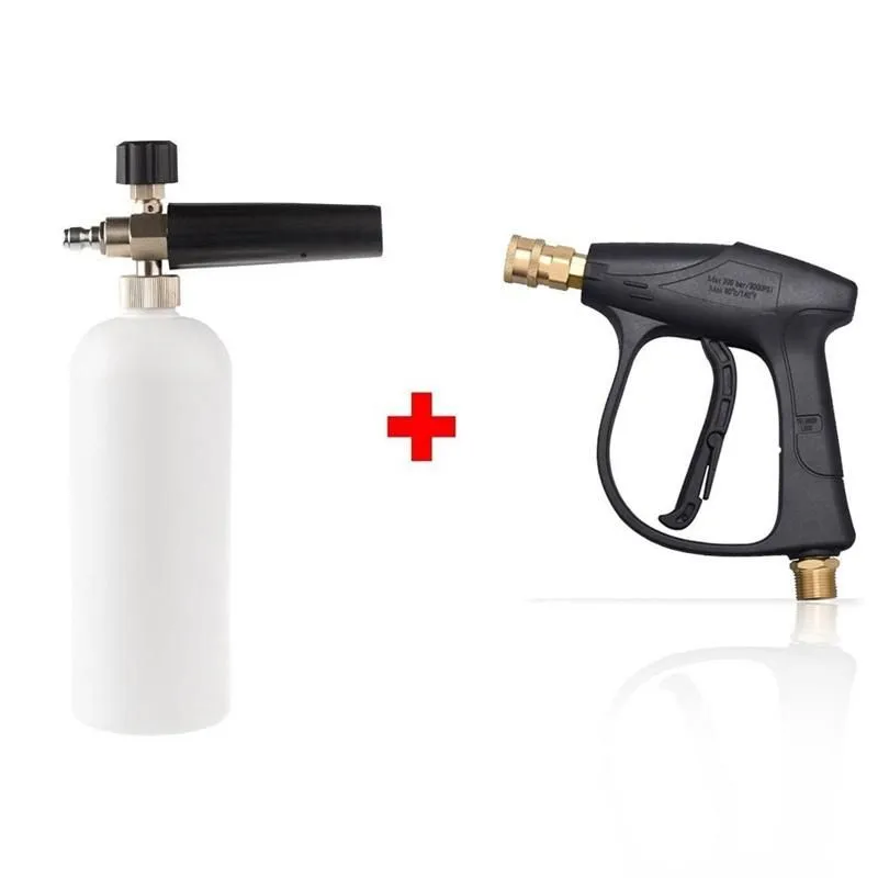 Water Gun & Snow Foam Lance Car Washer 1/4 Inch Quick Connector High Pressure Release With 5 Nozzles Tool CleaningWater