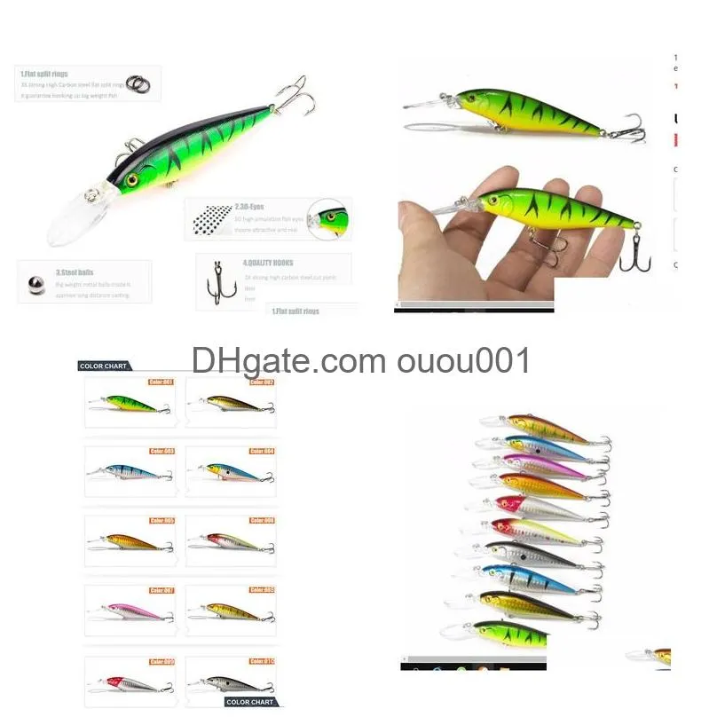 Baits & Lures 1Pcs Colorf Stripe Pattern 11Cm 10.5G Hard Bait Minnow Streak Fishing Bass  Water Hook Diving Perch Wobbler Fish Dr Dhgkm