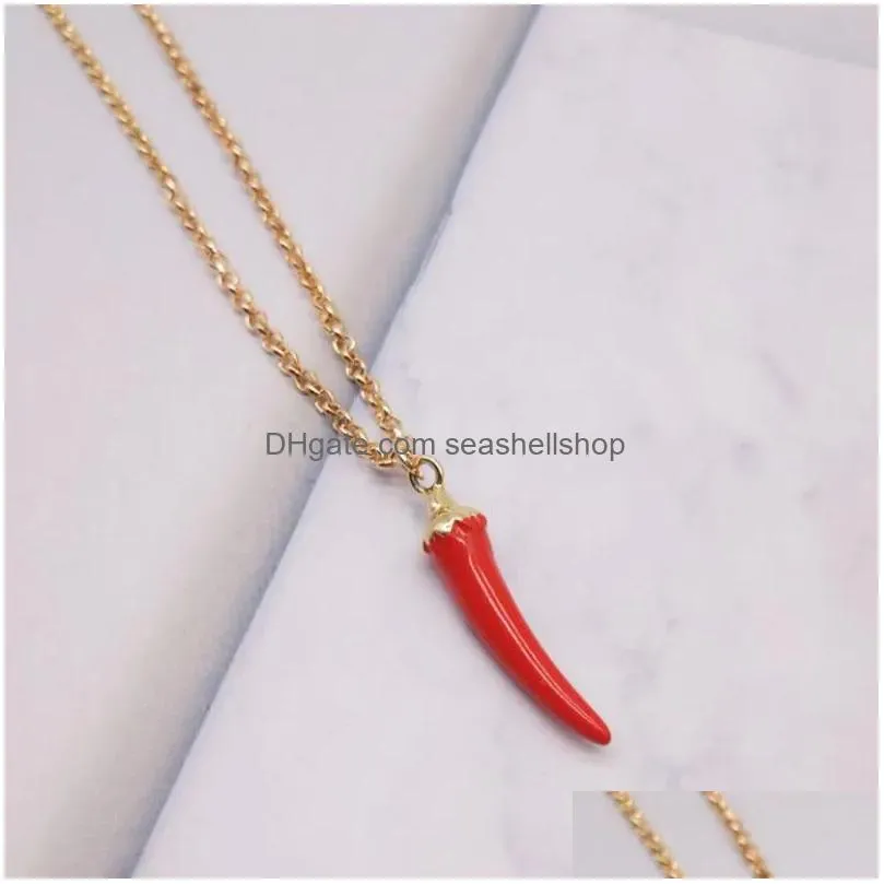 Pendant Necklaces Creative Red Pimiento Chili Pepper Necklace For Women Simple Geometric Clavicle Chains Colar Jewelry Giftpendant Dr Dh2Uz